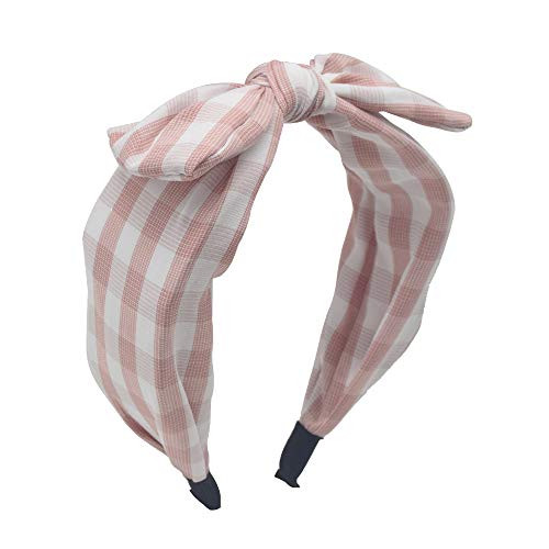 MHDGG Bow Headband Knotted Headband for Women GirlsBright Colors Lattice Pattern Wide Headbands Twist Bow Turban Headwrap Rabbit Ears Hairband with Cloth Wrapped HeadwearPink MHDGG Bow Headband Knotted Headband for Women GirlsBright Colors Lattice Pattern Wide Headbands Twist Bow Turban Headwrap Rabbit Ears Hairband with Cloth Wrapped HeadwearPink