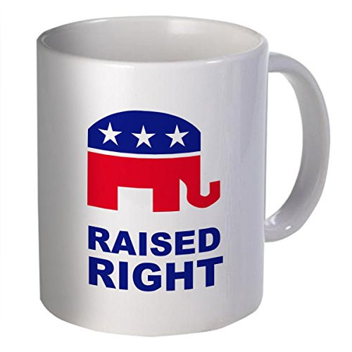 Funny Mug 11OZ - Republican Elephant "Rised right" novelty and gift, dad, by Yates And Franco