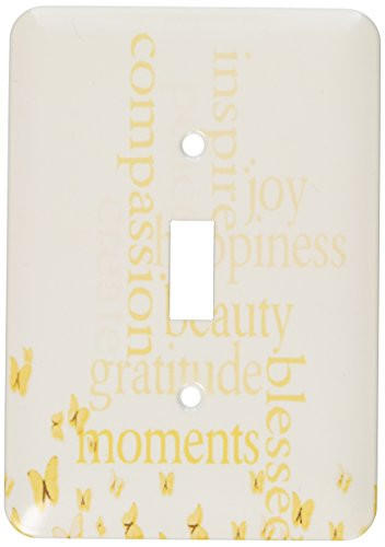 3dRose lsp-37942-1 Golden Butterflies Inspire Gratitude and Happiness- Motivational Art Single Toggle Switch