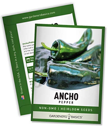 Ancho Poblano Pepper Seeds for Planting Heirloom Non-GMO Ancho Peppers Plant Seeds for Home Garden Vegetables Makes a Great Gift for Gardening by Gardeners Basics