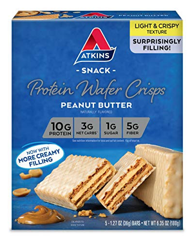 Atkins Protein Wafer Crisps Peanut Butter Keto Friendly 5 Count