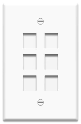 Legrand - On-Q WP3306WH Single Gang Oversized Wallplate 6Port White