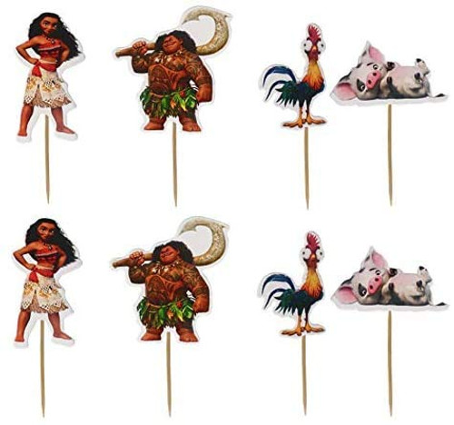 24pcs Moana Cupcake Toppers for Birthday Party Cake Decoration Supplies 24pcs Moana Cupcake Toppers for Birthday Party Cake Decoration Supplies