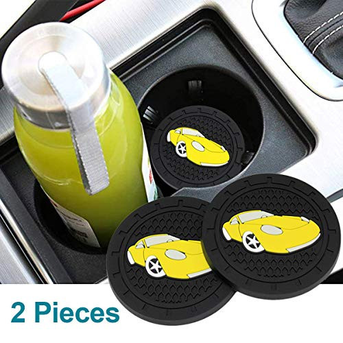 monochef Auto Sport 2_75 Inch Diameter Oval Tough Car Logo Vehicle Travel Auto Cup Holder Insert Coaster Can 2 Pcs Pack Car Pattern Car Accessory