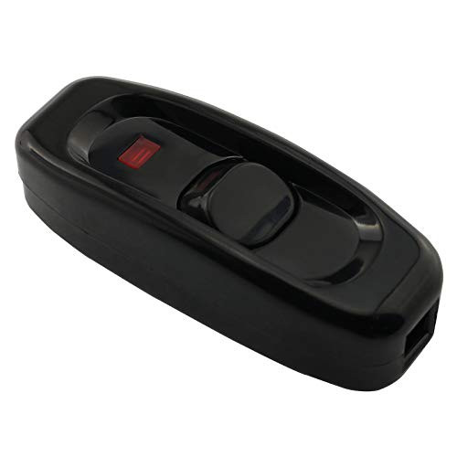 AXLIZER 1PC Rocker Switch Button with LED Light OnOff Black Button Inline Cord Switch for Table Lamp Desk Light Bed Lamp