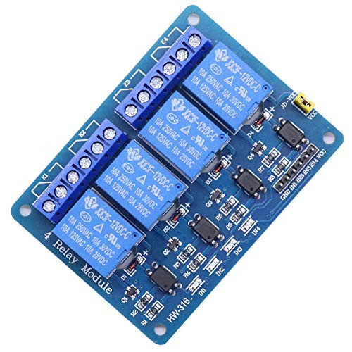Treedix 4 Channel DC 12V Relay Module with Optocoupler Isolation Relay Control Board Compatible with Arduino UNO R3 Raspberry Pi DSP AVR PIC ARM
