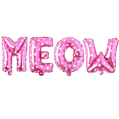 16 Inch Pink Meow Letter Balloons Foil Balloons for Pet Cat Birthday - Kitten First Birthday Party Decorations 16 Inch Pink Meow Letter Balloons Foil Balloons for Pet Cat Birthday - Kitten First Birthday Party Decorations