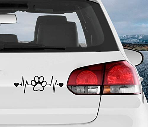 Printbeat Dog Paw Heartbeat Vinyl Decals Stickers for Cars Van Trucks Laptop Black 7_5 x 2_8