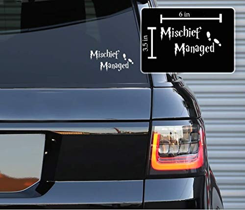 Printbeat Mischief Managed Map Footprints Vinyl Decals Beach Bumper Stickers for Cars Van Trucks Laptop White 3_5 x 6