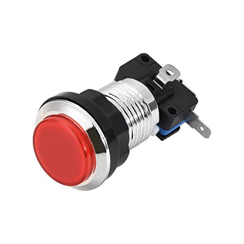 uxcell Game Push Button 33mm Round 12V LED Illuminated Push Button Switch with Micro Switch for Arcade Video Games Red 1pcs