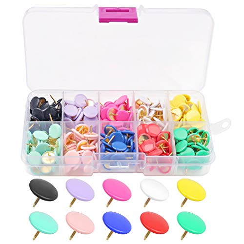 SUMAJU 300 Count Thumb Tacks Push Pins Tacks Colors Plastic Push Pins Map Tacks Marking Pins Office Tacks for Corkboard Photo Wall Assorted Colors