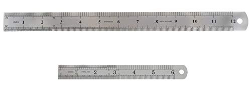 Steel Metal Flexible Rulers - Set of 6 and 12 - Stainless Steel Inch Ruler - Metric and Imperial Ruler Made of Steel