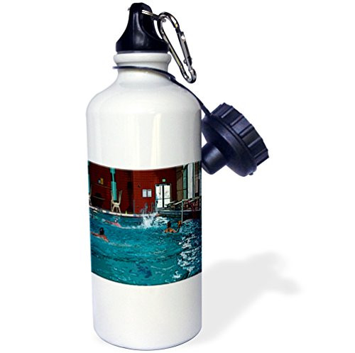 3dRose Boy In a Helmet at a Water Polo Game in Utah Getting Ready to Throw The Ball with Swimmers Near By Sports Water Bottle 21 oz White