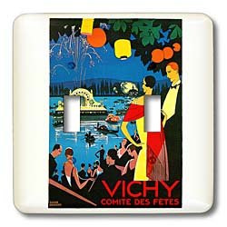 3dRose lsp-126005-2 Vintage Vichy Comite Des Fetes French Theater Travel Poster Double Toggle Switch