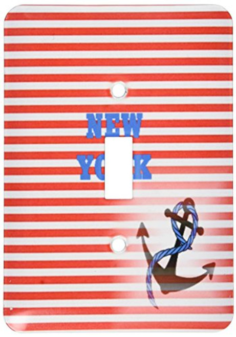 3dRose LLC lsp-100630-1 Nautical Red Stripes with Anchor N State Name New York Single Toggle Switch