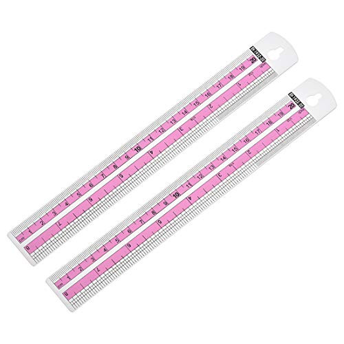 uxcell Aluminum Rulers 8 Inch 20cm Precision Straight Edge Metal Ruler Metric and Imperial Ruler Measuring Tool Pink 2Pcs