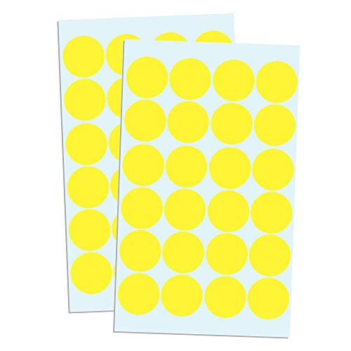 1200 Pack 1 Round Color Coding Circle Dot Sticker Labels - Yellow