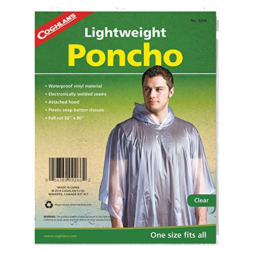Coghlans Lightweight Waterproof Poncho Clear