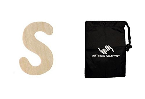 Darice DIY Crafts Supplies Wood Unfinished Letter 1_5 inches S 3 Pack 9128-S Bundle with 1 Artsiga Crafts Small Bag