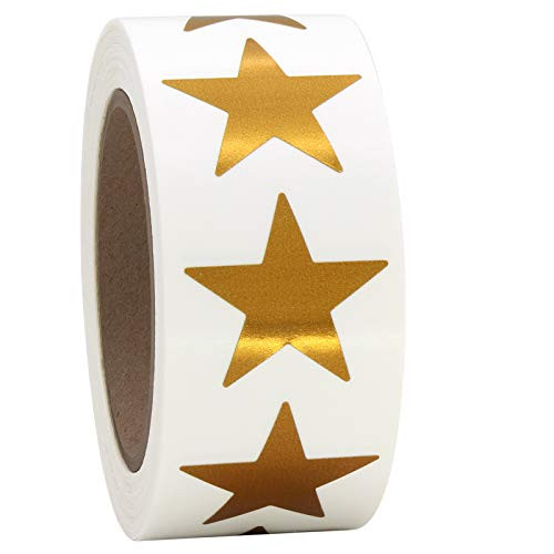 1 Bronze Metallic Star Shape Foil Sticker Labels 500 Labels per Roll 1 Roll 1 Inch Diameter