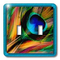 3dRose lsp-25833-2 Feather Of A Peacock Toggle Switch Multicolor