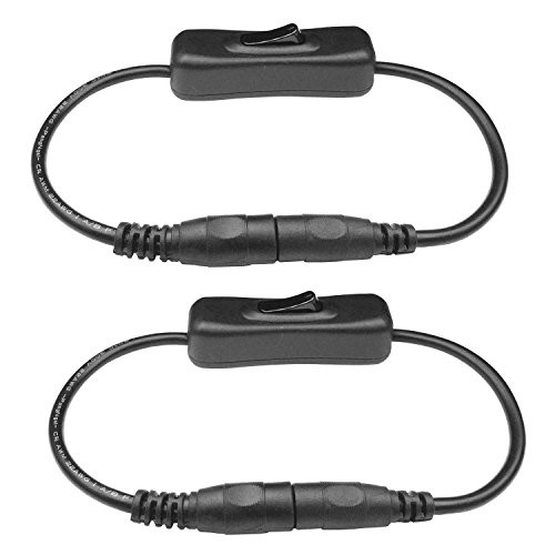 LitaElek 2pcs DC Switch 12V On Off Rocker Switch LED Strip Switch DC Jack Inline Cable Switch 5_5mm x 2_1mm DC 5V - DC 24V Male to Female Connector for CCTV Camera DC Power Supply etc_ Black