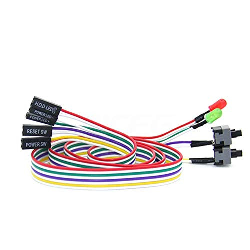 SiyuXinyi Computer Host Switch Line PC Case Power Push Button Cable ATX Computer OnOff  and  LED ATX Desktop Computer Case Motherboard OnOff Reset Switch Line Restart Power Supply