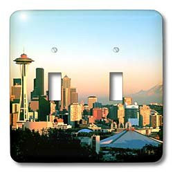3dRose lsp-96593-2 Seattle Framed by Space Needle and Mt_ Rainier-US48 RDU0059-Richard Duval Double Toggle Switch Multicolor
