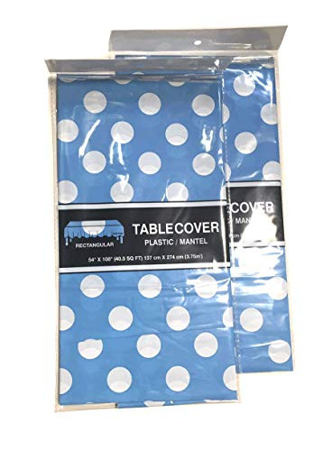 THE UM24 Polka Dots Party Plastic Tablecovers Rectangular Size 108 x 54 - 2 Pieces Tablecloths Blue