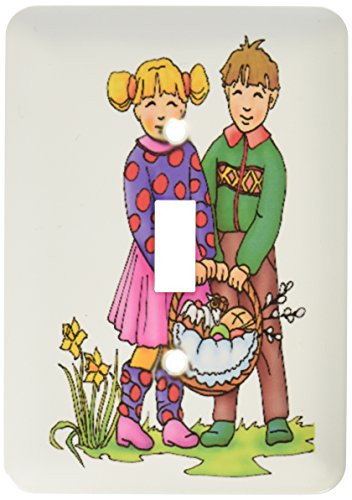 3dRose lsp-41856-1 Easter - Girl and Boy Single Toggle Switch