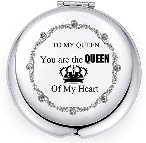 Girlfriend Gift Personalized Wife Gifts Makeup Mirror for Valentines Day from Husband Engraved Anniversaries Gift to Wife Compact Mirror - YOU ARE THE QUEEN OF MY HEART Girlfriend Gift Personalized Wife Gifts Makeup Mirror for Valentines Day from Husband Engraved Anniversaries Gift to Wife Compact Mirror - YOU ARE THE QUEEN OF MY HEART