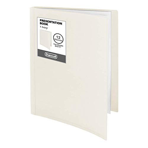 Dunwell 12-Pocket Portfolio Presentation Binder - Ivory 1 Pack Bound Presentation Book with Plastic Sleeves Displays 24 Pages 8_5x11 Sheets Binder with Pockets Sheet Protector Binder