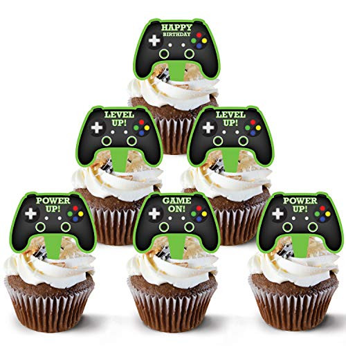 Video Game Controller Cake Topper 48 Count - Gamer Cake Topper Decoration  Video Game Cupcake Topper Supply  Game Controller Cupcake Toppers Design  Game Controller Cake Topper Theme By Pretty Cute Studios
