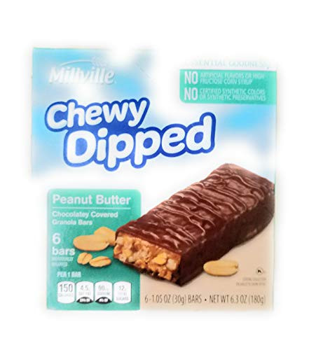 Millville Chewy Dipped Chocolate Cover Granola Bar Peanut Butter