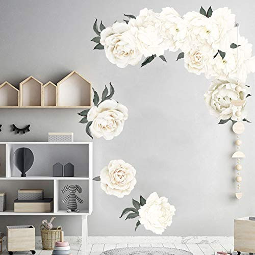 MOLANCIA Watercolor White Peony Flowers Wall Decals Peel and Stick Peony Rose Wall Sticker Floral Flowers Wall Murals Poster Peonies Wallpaper Decor for Girls Kids Bedroom Nursery Room Living Room MOLANCIA Watercolor White Peony Flowers Wall Decals Peel and Stick Peony Rose Wall Sticker Floral Flowers Wall Murals Poster Peonies Wallpaper Decor for Girls Kids Bedroom Nursery Room Living Room