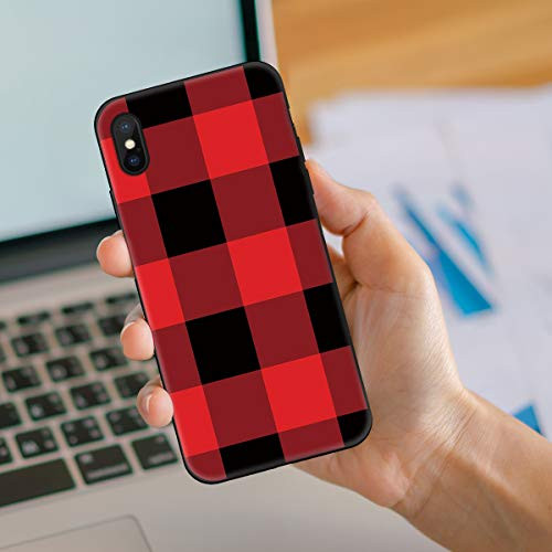 for iPhone 11 Pro Case Soft Silicone Gel Rubber Bumper Case Red and Black Buffalo Plaid Decorative Xmas New Year Holiday Pattern Shockproof TPU Case Cover for Phone