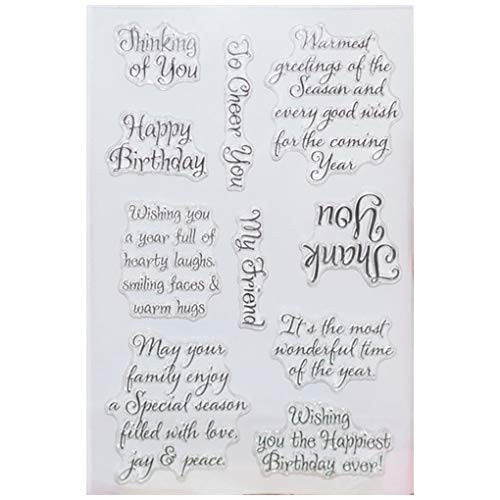 KWELLAM Words Happy Birthday Thinking of you Thank you Clear Stamps for Card Making Decoration and DIY Scrapbooking 2011210