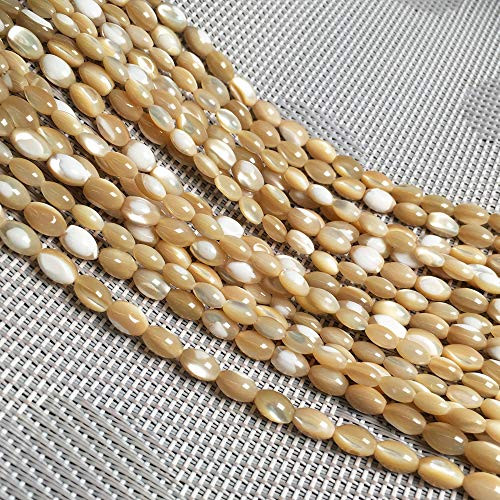 6x9mm Natural Rice Brown Mother of Pearl Shell Beads Loose Gemstone Beads for Jewelry Making Strand 15 Inch 40-44pcs