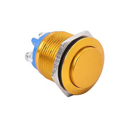 STARELO 19MM 34 Momentary Push Button Switch High Round 36V 2A 1NO Waterproof Aluminum ShellYellow