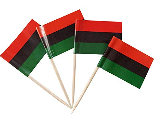 JBCD 200 Pcs Afro American Flag Toothpicks African American Flags Cupcake Toppers Decorations Cocktail Toothpick Flag Cake Topper Picks Mini Small Flag Cupcake Pick Sticks