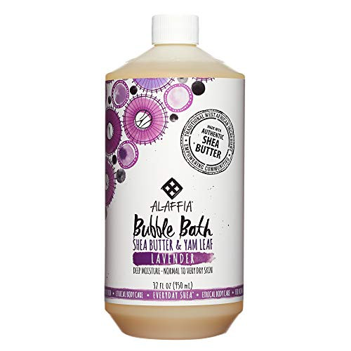 Alaffia - Everyday Shea Bubble Bath, For All Skin Types, Soothing Support for Deep Relaxation and Soft Moisturized Skin with Shea Butter and Yam Leaf, Fair Trade, Lavender, 32 Ounces