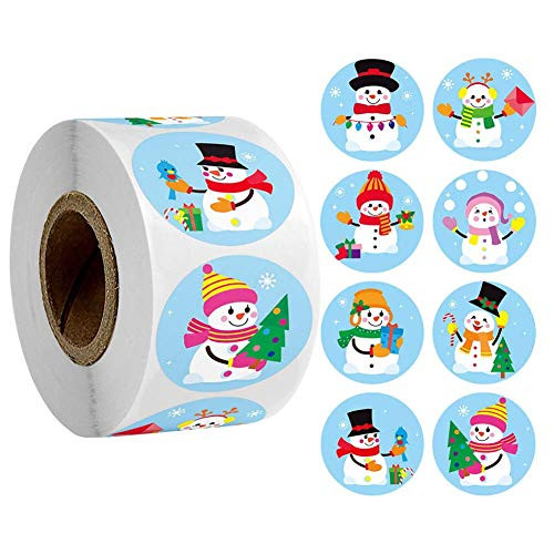 Christmas Stickers 1 Roll 500 Posts Santa Claus Happy Faces Xmas Kids Stickers Decals for Toys Gifts Crafts Decorations Holiday Decorations