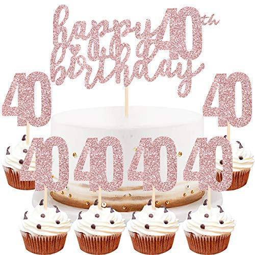 LVEUD Happy Birthday Cake Topper Rose Gold 40th Birthday Happy Cake Topper?Digital 40 Paper Cup Cake Topper?Birthday Party Decorations?16? 40 LVEUD Happy Birthday Cake Topper Rose Gold 40th Birthday Happy Cake Topper?Digital 40 Paper Cup Cake Topper?Birthday Party Decorations?16? 40