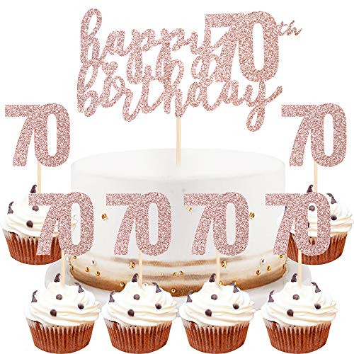 LVEUD Happy Birthday Cake Topper Rose Gold 70th Birthday Happy Cake Topper?Digital 70 Paper Cup Cake Topper?Birthday Party Decorations?16? 70 LVEUD Happy Birthday Cake Topper Rose Gold 70th Birthday Happy Cake Topper?Digital 70 Paper Cup Cake Topper?Birthday Party Decorations?16? 70