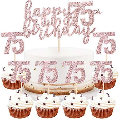LVEUD Happy Birthday Cake Topper Rose Gold 75th Birthday Happy Cake Topper?Digital 75 Paper Cup Cake Topper?Birthday Party Decorations?16? 75 LVEUD Happy Birthday Cake Topper Rose Gold 75th Birthday Happy Cake Topper?Digital 75 Paper Cup Cake Topper?Birthday Party Decorations?16? 75