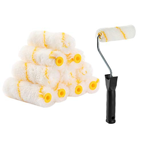 Bates- Paint Rollers 4 inch Paint Roller with 10 Covers Small Paint Roller Paint Rollers for Painting Walls Mini Rollers for Painting Paint Roller Small Paint Roller Frame Wall Painting Tools