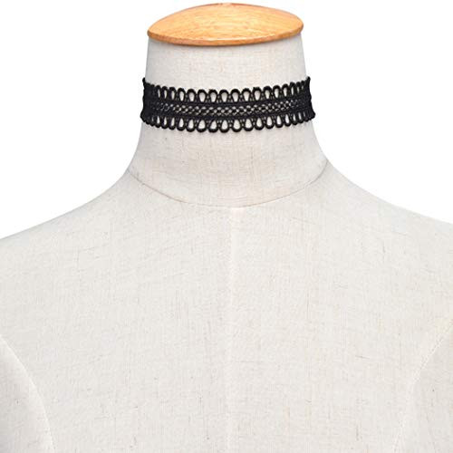 YienDoo Boho Necklace Trendy Simple Lace Choker Fashion Jewelry For Woman and Girls Black