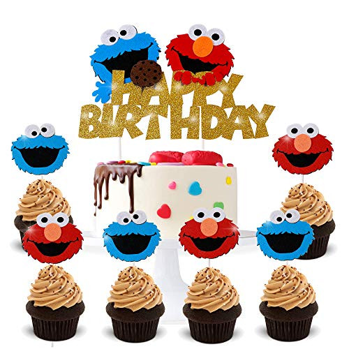 Sesame Elmo Happy Birthday Cake and Cupcake Toppers Cookie Monster Cupcake ToppersSesame Street Party Decoration Supplies for Kids Birthday PartySesame Theme Party Glitter Cake Topper Sesame Elmo Happy Birthday Cake and Cupcake Toppers Cookie Monster Cupcake ToppersSesame Street Party Decoration Supplies for Kids Birthday PartySesame Theme Party Glitter Cake Topper