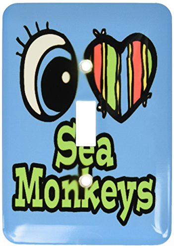 3dRose lsp-106498-1 Bright Eye Heart I Love Sea Monkeys Single Toggle Switch