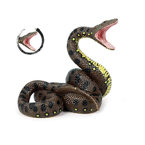 Aiffort 1Pcs Simulation Large Rubber Snakes Fake Snake Toy Python Toys for Garden Props to Scare Birds Pranks Halloween Party Favors Open Mouth Big Python